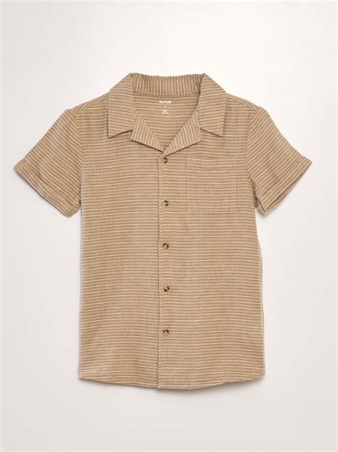 Camicia a maniche corte in maglia in Beige 